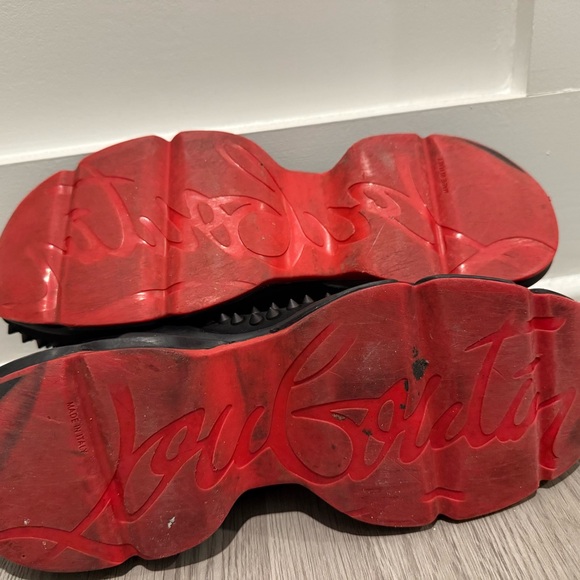Christian Louboutin Black and Red Spiked Sneakers - Picture 4 of 11